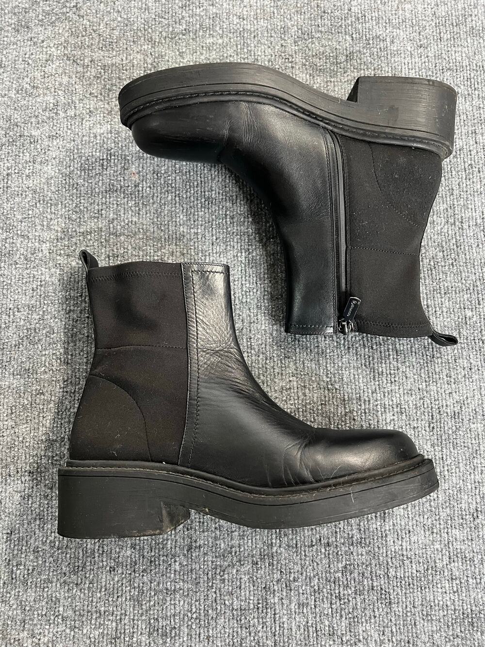 Blondo Waterproof Black Leather &Stretch Fabric Ankle Boot Size 10